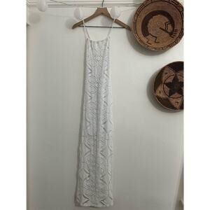 NWT PilyQ XS White Crochet Maxi Dress Spaghetti Straps